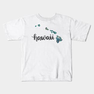 hawaii - calligraphy and abstract state outline Kids T-Shirt